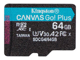 KINGSTON 64Go microSDXC Canvas Go Plus Gen4 200R A2 U3 Single Pack w/o ADP