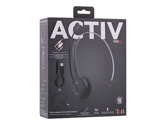 TNB Activ 100M Professional Mono Headset Jack Usb Rj9 Jack Wired Headset With Usb And Rj9 Adaptors Mono Earpad