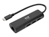EATON TRIPPLITE 3-Port USB-C Hub with LAN Port USB-C to 3x USB-A Ports and Gbe USB 3.0 Black