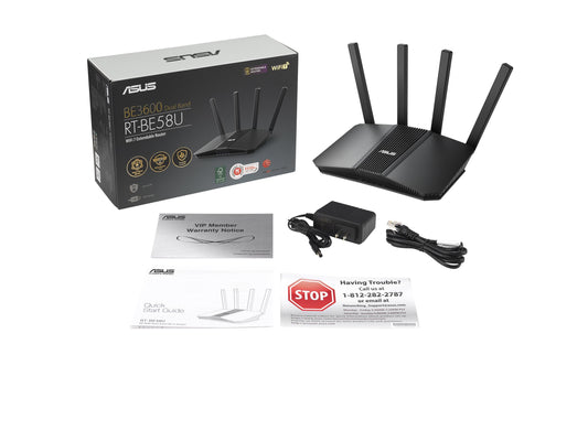 ASUS RT-BE58U Routeur extensible bi-bande WiFi 7 802.11be Smart AiMesh 3600 Mbps port 2.5G jusquà 3 SSID pour les appareils