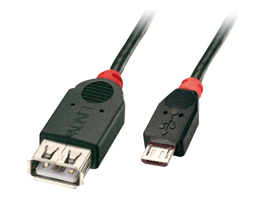 LINDY USB 2.0 Cable Type Micro-B/A OTG 0.5m Micro-B plug to A coupling