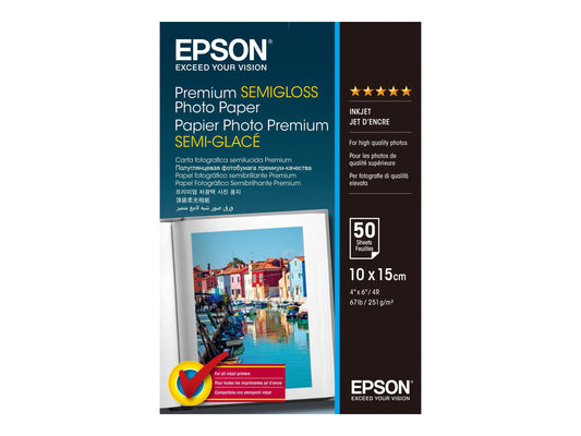 EPSON Pap Photo Premium Semi Glacé 10x15cm (50f./251g)