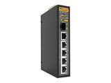 ALLIED Industrial unmanaged PoE+ switch 4x 10/100/1000T PoE+ ports 1x 10/100/1000T ports and 1x 100/1000X SFP