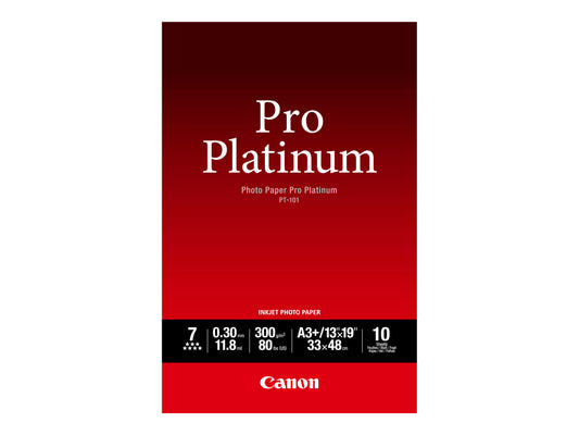 CANON PT-101 pro platinum photo papier 300g/m2 A3+ 10 feuilles pack de 1