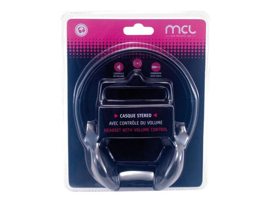 MCL Casque stéréo avec contrôle du volume - Noir