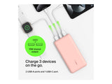 BELKIN Powerbank 20K 15W USB-C cable inclus + 2 USB-A Rose