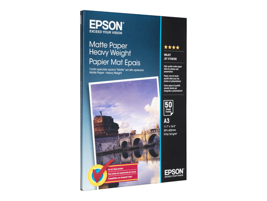 EPSON S041261 Matte heavyweight papier inkjet 167g/m2 A3 50 feuilles pack de 1