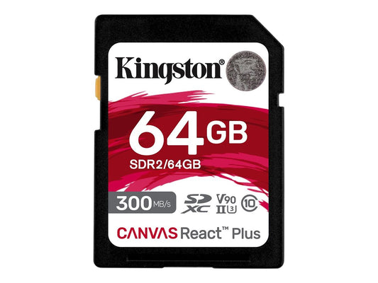 KINGSTON 64Go Canvas React Plus SDXC UHS-II 300R/260W U3 V90 for Full HD/4K/8K