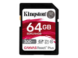 KINGSTON 64Go Canvas React Plus SDXC UHS-II 300R/260W U3 V90 for Full HD/4K/8K
