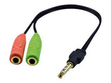 MCL Adaptateur audio jack 3.5mm 4 contacts pour micro et casque - 20cm