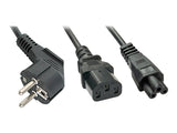 LINDY 2m Schuko to 1x IEC C13 and 1x IEC C5 Y-Power Cable