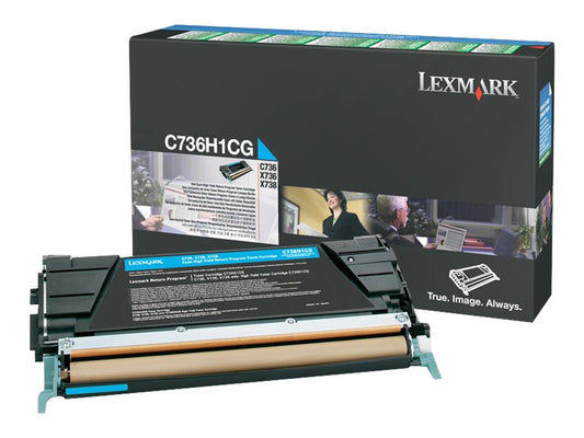 LEXMARK C736, X736, X738 cartouche de toner cyan haute capacité 10.000 pages pack de 1 retour programme