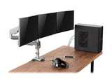 EATON TRIPPLITE Triple-Display Flex-Arm Desktop Clamp for 17inch to 30inch Flat-Screen Displays - USB and Audio Ports Aluminum