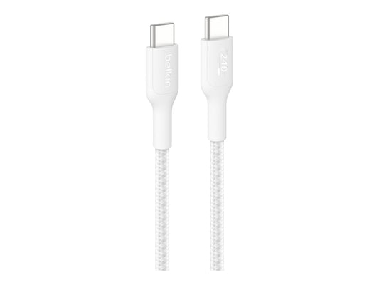 BELKIN USB-C TO USB-C 240W 2.0 BRAIDED PCR 1M WHITE