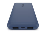 BELKIN Batterie externe 3 ports 10K avec câble USB-A vers USB-C bleu