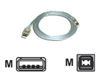 MCL Câble USB 2.0 type A / B mâle Translucide contacts OR - 3m