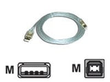 MCL Câble USB 2.0 type A / B mâle Translucide contacts OR - 3m