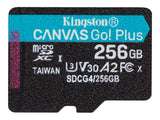 KINGSTON 256Go microSDXC Canvas Go Plus Gen4 200R A2 U3 Single Pack w/o ADP