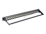 EATON TRIPPLITE 24-Port 1U Rack-Mount STP Shielded Cat6a Feedthrough Patch Panel RJ45 Ethernet TAA