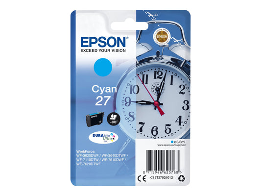 EPSON 1LB 27 ink cartridge cyan standard capacity 3.5ml 350 pages 1-pack RF-AM blister - DURABrite ultra ink w/s