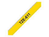 BROTHER P-TOUCH TZE-611 noir sur jaune 6mm
