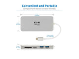 EATON TRIPPLITE USB-C Dock 4K HDMI USB 3.2 Gen 1 USB-A/C Hub GbE Memory Card 60W PD Charging