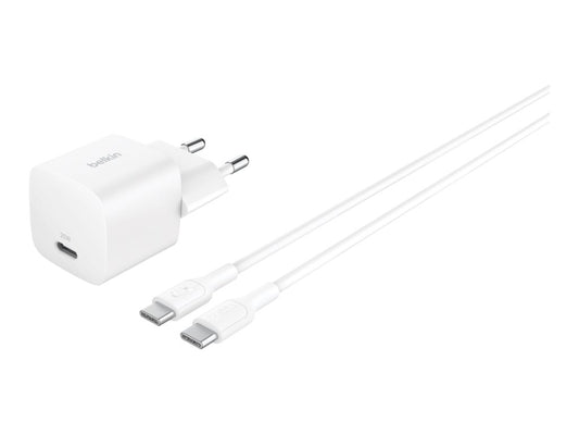 BELKIN 25W USB PD Wall Charger with PPS WHT w/1m C-C Cable