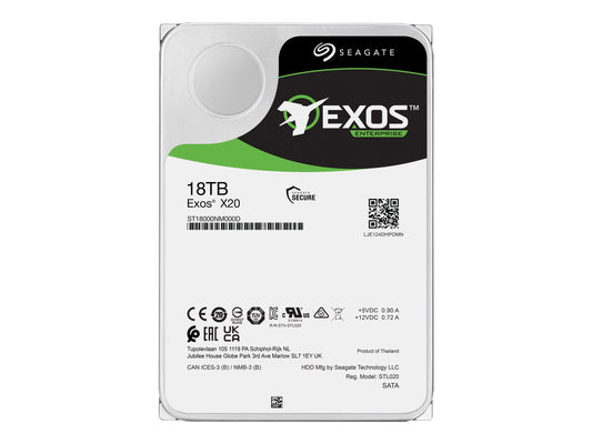 SEAGATE Exos X20 18To HDD SAS 12Gb/s 7200RPM 256Mo cache 3.5p 24x7 512e/4KN Standard