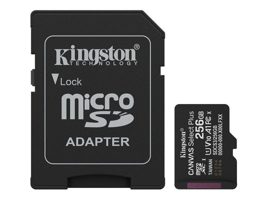KINGSTON Canvas Select Plus Carte mémoire microSDXC 256Go Gen3 150MB/s A1 Adaptateur SD Inclus