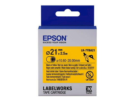 EPSON Ruban LK-7YBA21 - Gaine thermorétractable HST Noir/Jaune d21/2,5