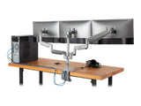 EATON TRIPPLITE Triple-Display Flex-Arm Desktop Clamp for 17inch to 30inch Flat-Screen Displays - USB and Audio Ports Aluminum