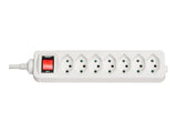 LINDY Mains 7 way gang socket Swiss with on/off Switch 2300W with overvoltage protection