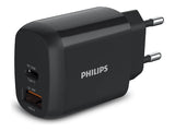 PHILIPS Chargeur secteur 18W 1 port USB Type C et 1 USB-A