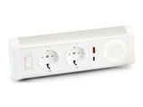 URBAN FACTORY Powee Desk Triple Eu Power Socket With 1 USB-A and 1 USB-C 3A - Silver/White