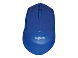 LOGITECH M330 SILENT PLUS Mouse 3 buttons wireless 2.4 GHz USB wireless receiver blue
