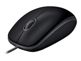 LOGITECH B110 Silent Mouse right and left-handed optical 3 buttons wired USB