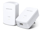 TP-LINK MERCUSYS MP500 AV1000 Powerline Kit: 2x MP500 Powerline adapter 1000 Mbps Broadcom CPU HomePlug AV2 1x Gigabit Port