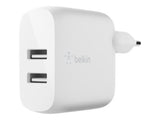 BELKIN BOOST CHARGE 24w 12w X2 USB-A Dual Wall Charger White