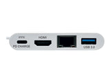 EATON TRIPPLITE USB-C Multiport Adapter - HDMI USB 3.0 Port GbE 60W PD Charging HDCP White