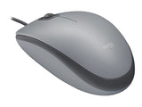 LOGITECH M110 Silent Mouse right and left-handed optical 3 buttons wired USB-A mid grey
