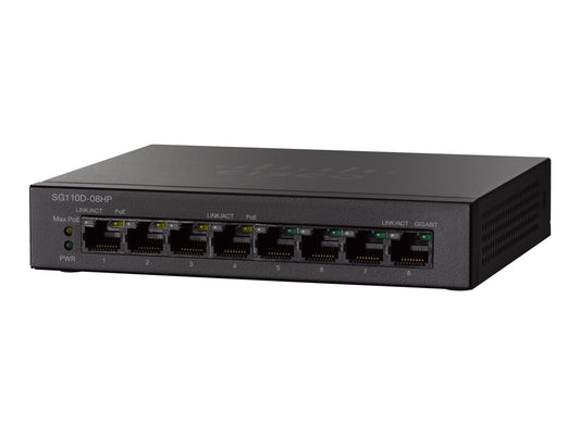 CISCO SG110D-08HP 8-PORT POE GIGABIT DESKTOP SWITCH REMANUFACTURED