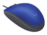 LOGITECH M110 Silent Mouse right and left-handed optical 3 buttons wired USB-A mid grey
