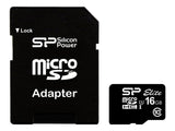 SILICON POWER memory card Elite Micro SDHC 16Go Class 10 up to 85Mo/s + Adapter