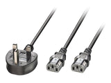 LINDY 2.5m UK 3Pin Plug to 2x C13 Y Cable
