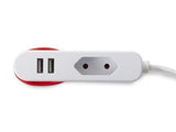 BLOC RALLONGE BIPOLAIRE 2 PORTS USB DE VOYAGE