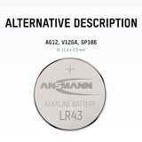 ANSMANN Piles alcalines 5015293 LR43 blister de 1