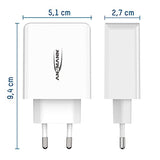 CHARGEUR SECTEUR 4 PORTS USB Type-A BLANC