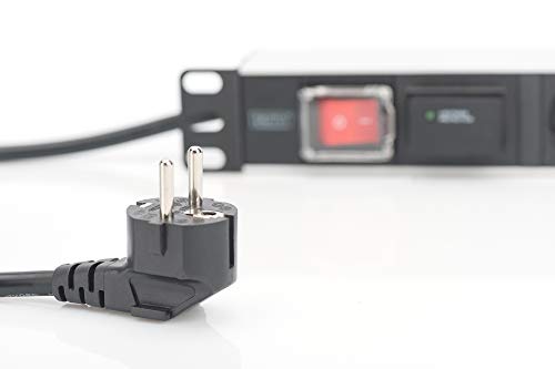 Digitus Bloc multiprise avec profilé en aluminium et interrupteur, prise électrique a contact de protection avec 7 sorties, câble d’alimentation de 2