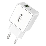 CHARGEUR SECTEUR 1 PORT USB Type-A QC + 1 PORT USB Type-C PD BLANC