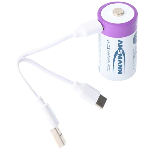 ANSMANN Accu lithium Mono D, 2 pièces, rechargeables Type-C, 1,5 V